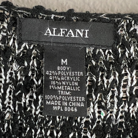 Alfani Layered-Look Sequined Sweater Black & Silver Long Sleeve Women's Size M - Picture 2 of 6